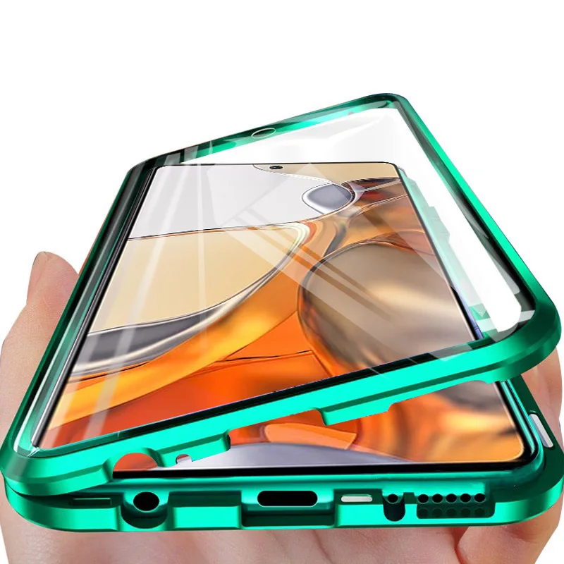 

360 двухсторонний стеклянный чехол для Xiaomi 11T Pro 6,67 дюймов с магнитной металлической задней крышкой для Xiaomi Mi 11T Pro xiomi 11t Coque Fundas