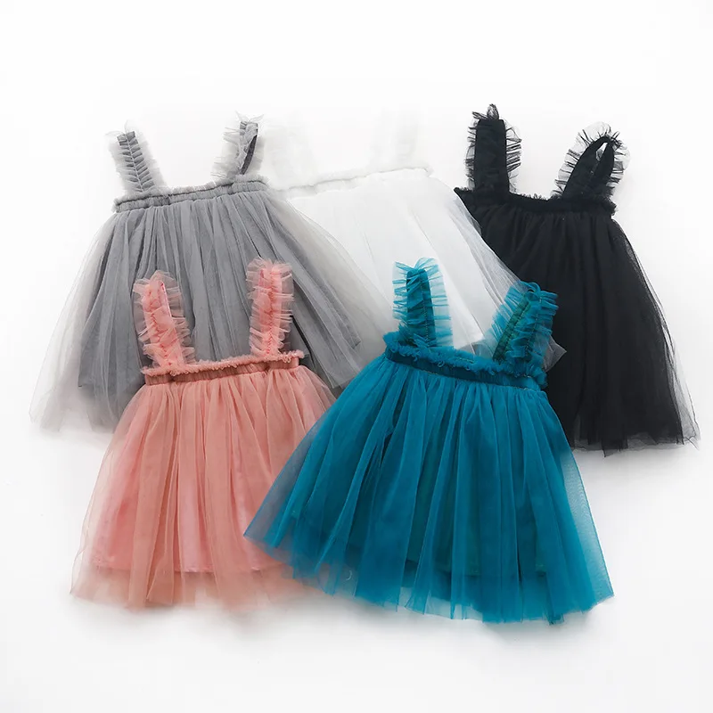 

Baby Girl Clothes Infanrt Cute Solid Ruffle Mesh Suspender Dresses Toddler Tube Top Fluffy Princess Dress Children Clothing