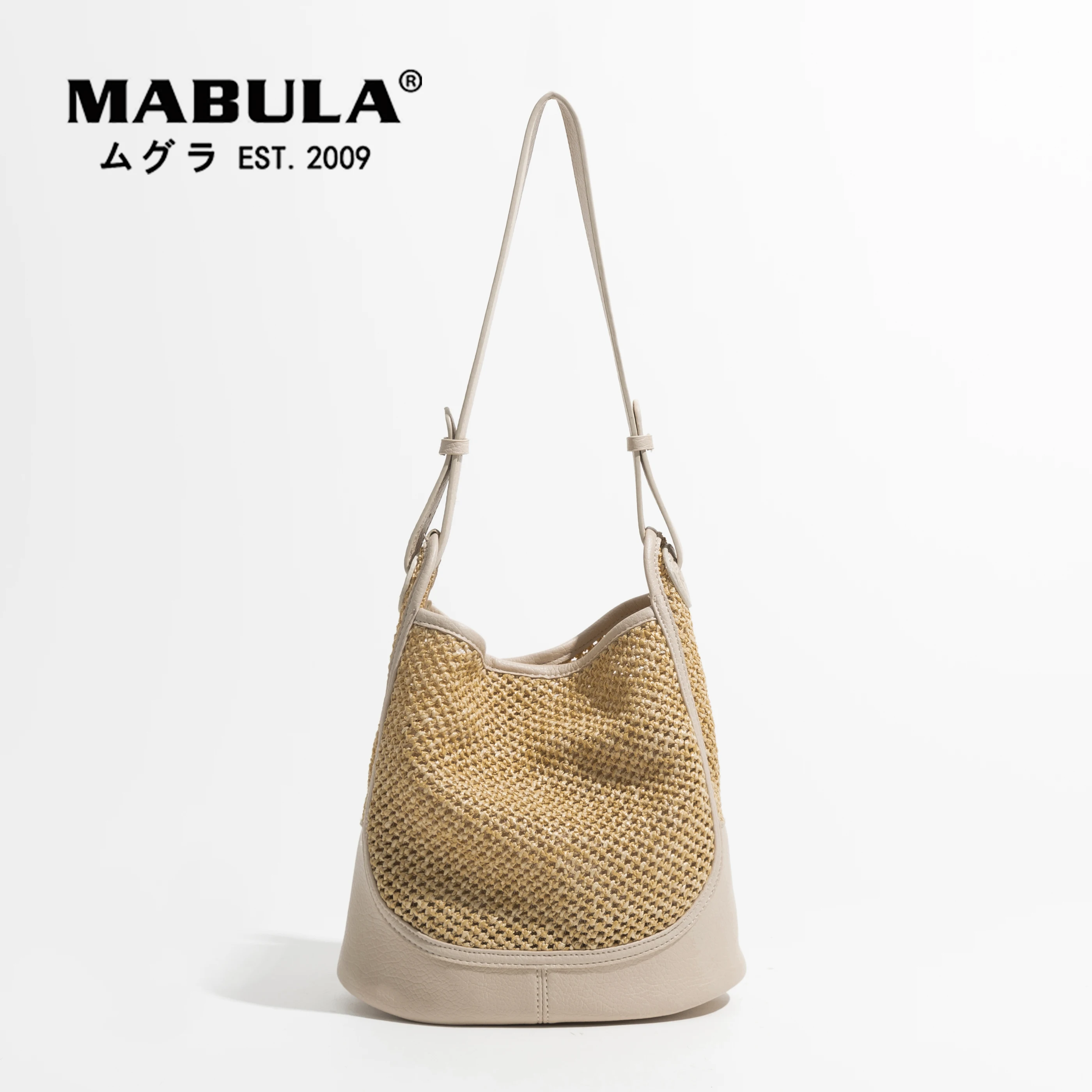 

MABULA Straw Handwoven Shoulder Bags Knitted Hollow Out Hobo Crossbody Bag Summer Women Large Capacity Tote With Purse 2 Pcs Set