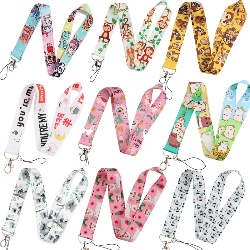 

Шнурок для ключей в виде белки и альпаки, мультяшный держатель для ID бейджей с животными, для телефона, на шею, с брелоком, аксессуары для тел...