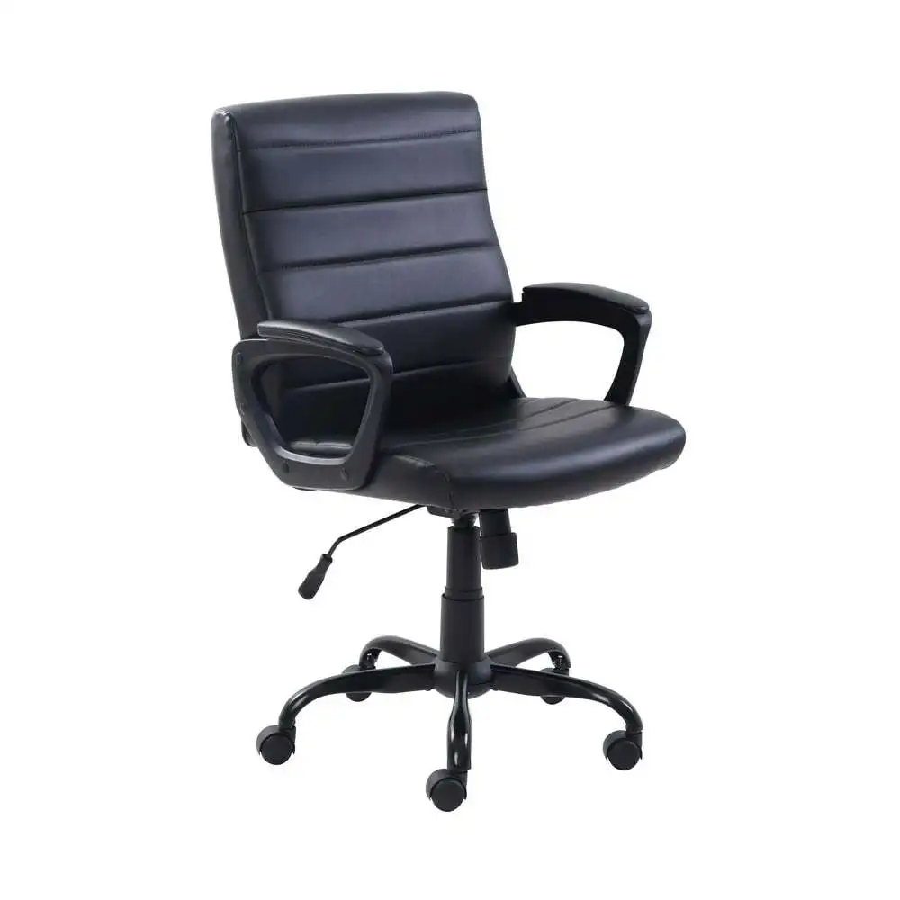 

Leather Mid-Back Manager's Office Chair, Black