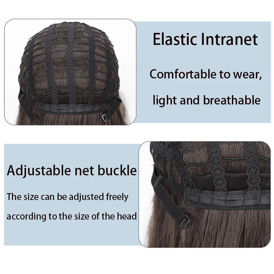 Синтетический длинный прямой черный парик с челкой SEEANO термостойкий косплей