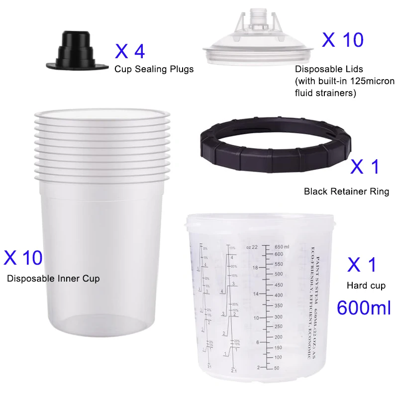 Стакан для пистолета краскопульта одноразовый 200/400/600/800/600 мл