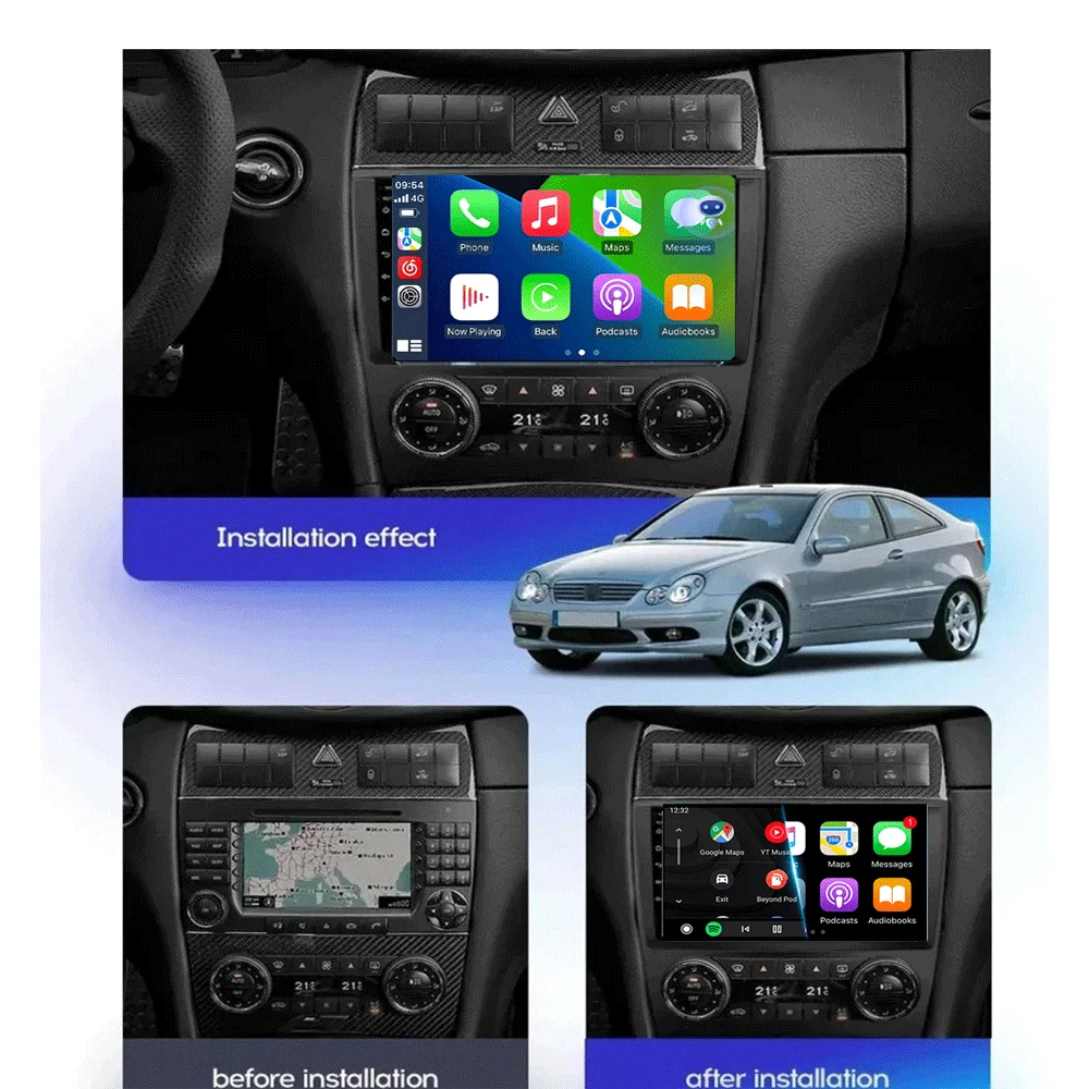 Фото Android 15 для Mercedes Benz W203 W209 C180 C200 C220 C230 2005-2009 видеоплеер автомобильное радио стерео GPS Carplay AUTO №2