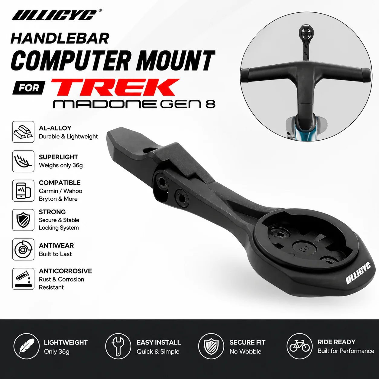 Фото Встроенный кронштейн для велокомпьютера на руль для TREK Madone SLR GEN8, совместимый с Gopro/GPS/Garmin/Bryton/Wahoo, из алюминиевого сплава №2