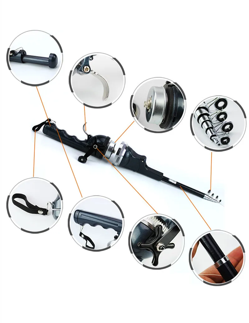 Fishing Gifts For Men 1Set/Bag portable folding fishing rod telescopic stainless steel poles with reel line travel folding mini enlarge