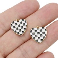 5pcs gold plated enamel heart charms pendant for jewelry making bracelet earrings necklace accessories diy findings 18x17mm