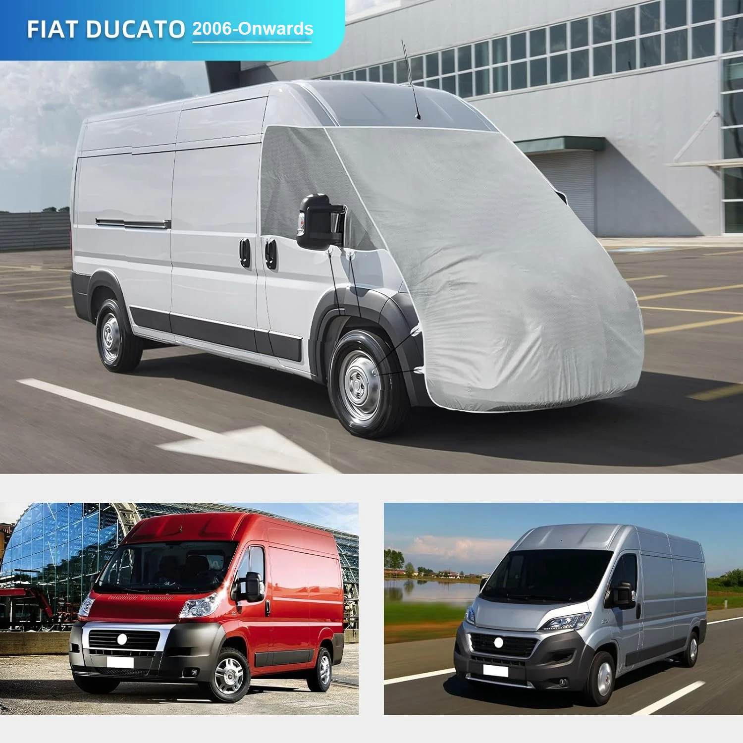 Фото Для Fiat Ducato, Peugeot Boxer, Citroen Relay: Комплект из 1 шт. — Полное покрытие лобового стекла и капота для автодома, солнцезащитный и снегозащитный чехол, аксессуары для автодомов №3