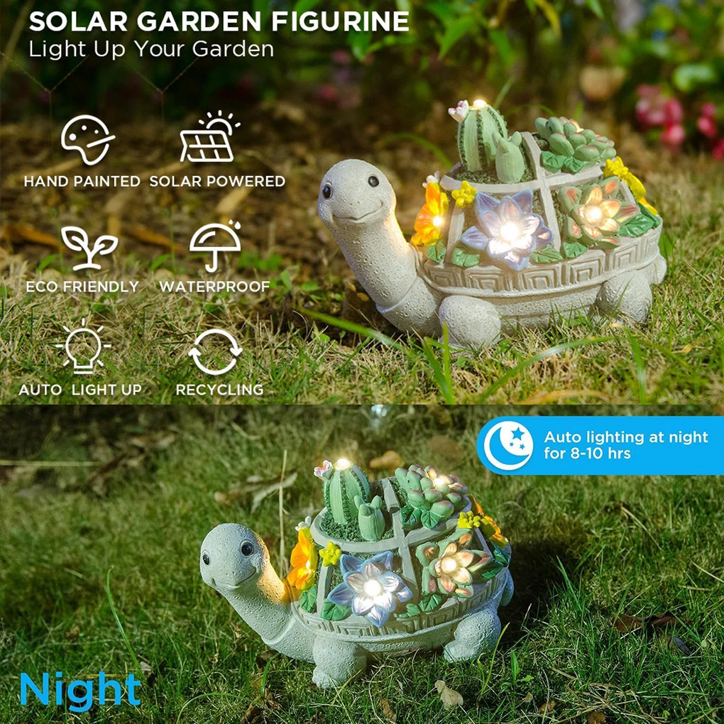 Handicrafts Turtle Garden Ornament With Solar Night Light Outdoor Decor Ornaments