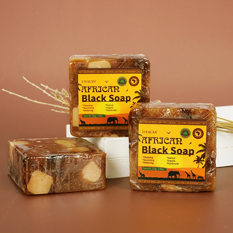 

African Black Soap Handmade Organic Shea Butter Anti Rebelles Face Treatment Acne Moisturizing SkinCare Beauty Body Bath 110g