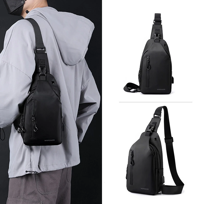 New Men's Chest Bag Casual Large Capacity One Shoulder Crossbody Bag Korean Locomotive Bag Water Proof Trendy Backpack