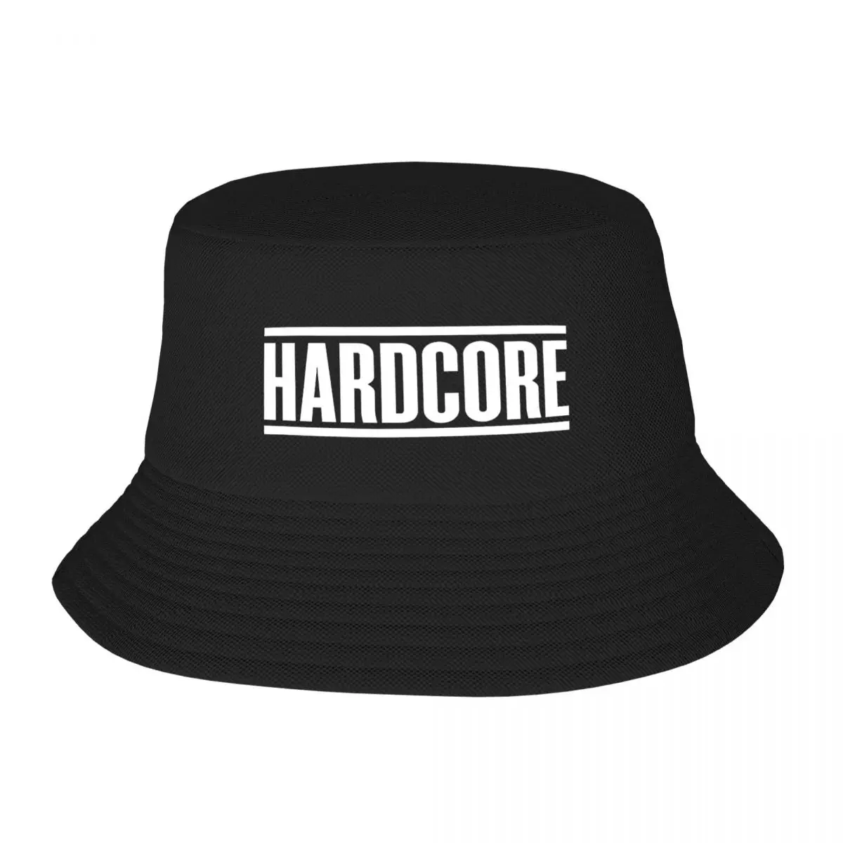 

Hardcore Print Bucket Hat Double Side Reversible Bob Hats Cotton Foldable Unisex Fisherman Cap Travel Sunscreen