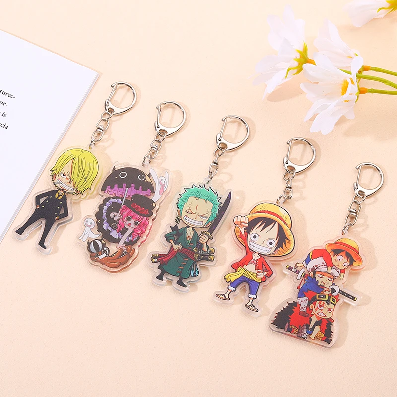 

One Piece Anime Keychain Cartoon Acrylic Keyring Jewelry Comic Character Accessories Backpack Gifts Women Men Friend Fans