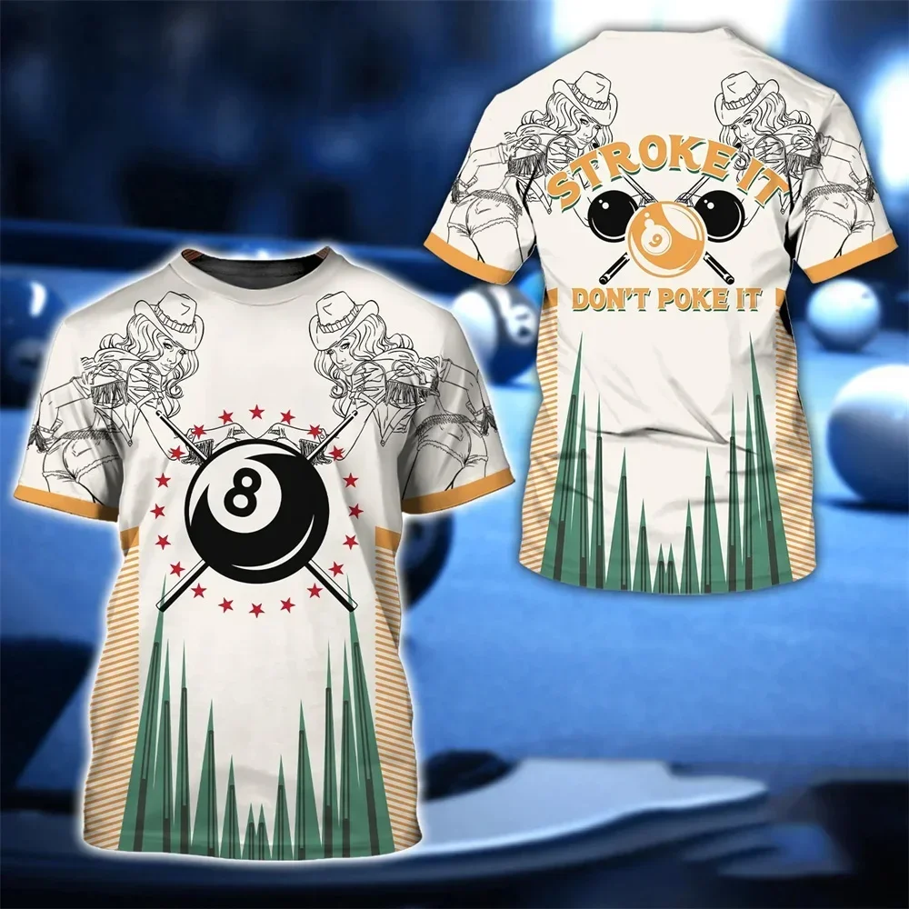 

Мужская рубашка, модная повседневная футболка, топ с коротким рукавом, 3D футболка с рисунком снукера, мужской уличный тренд, пуловер с воротником, Новинка лета 2023