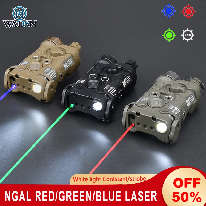 WADSN Tactical L3 NGAL PEQ Green Blue Red Dot Laser LED Light Strobe AR15 Rifle PEQ15 DBAL Hunting Aiming Pressure Switch NO IR