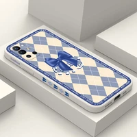 plaid ribbon phone case for oneplus 9r 9rt 9 8t 8 7 7t pro 5g liquid silicone cover