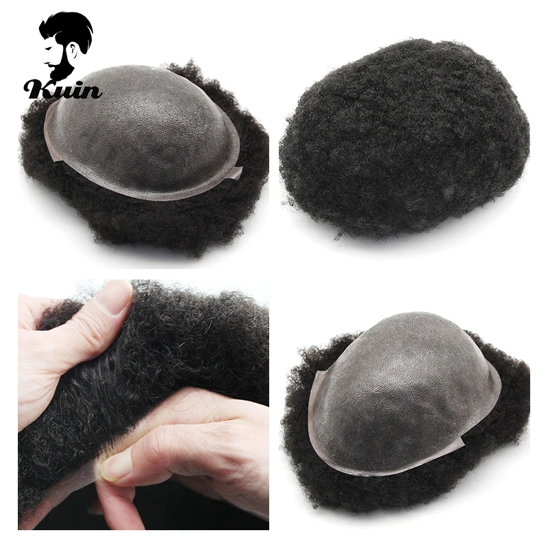 Афро мужской парик с v-образной петлей тонкая кожа 0 06-0 08 мм капиллярный протез 6