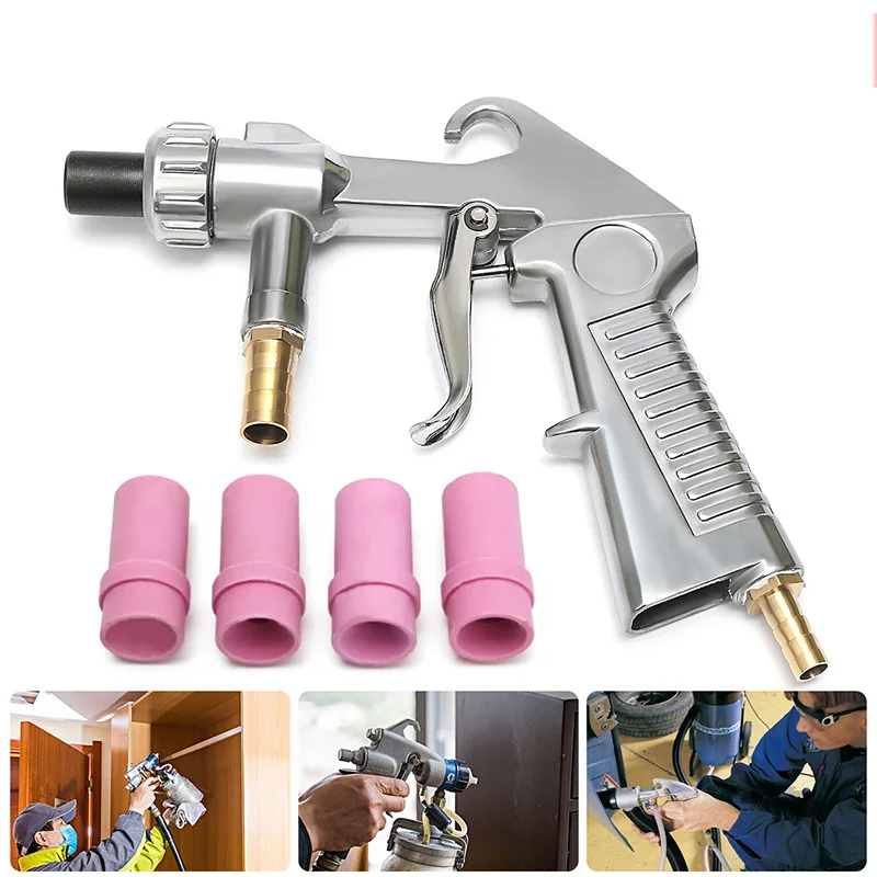 

Hand Air Sand Blaster Gun Siphon Feed Undercoating Spray Gun with 4.5/5/6/7mm Ceramic Nozzles for Sandblasting Removing