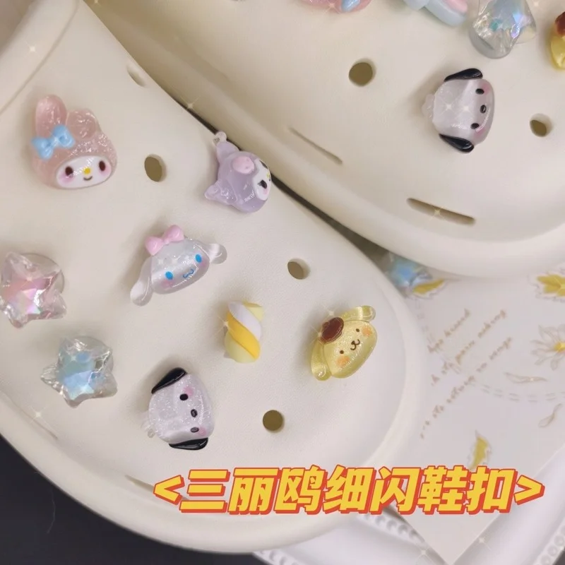 

Cute Sanrio Resin Transparent Patch Cinnamon Ins Cartoon Hole Shoe Buckle Kulomi Decorative Buckle Girl Send Girlfriend Gift
