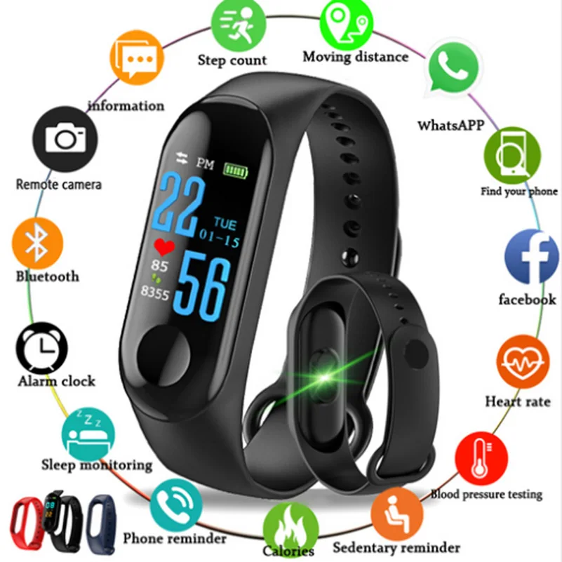 

Smart Watch Heart Rate Blood Monitor SmartWatch Fitness Tracker Women SmartWatch for Android Ios Kids Watches M3 Bluetooth