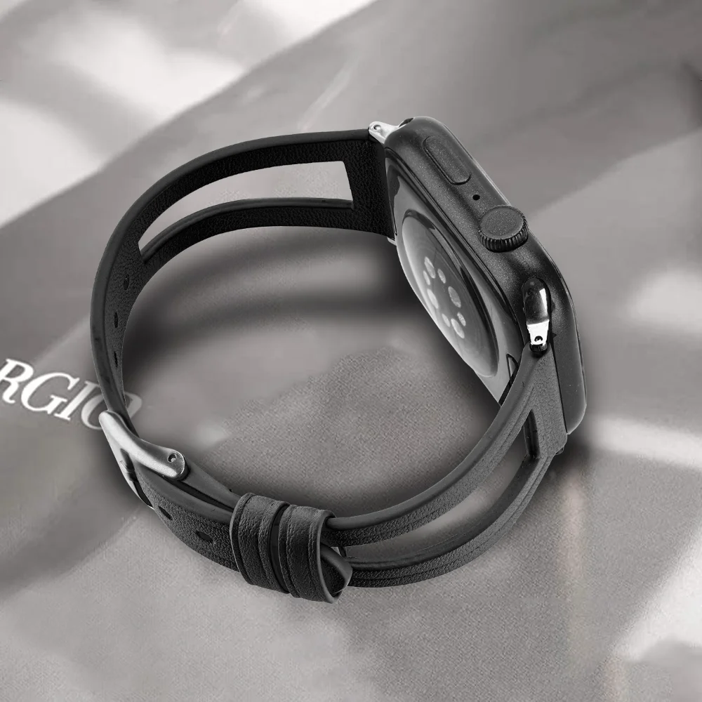 

Leather Strap for Apple Watch Band 45mm 41mm 49mm 44mm 40mm 42mm 38mm Fashion Bracelet for iWatch Series Ultra 8 7 6 5 4 3 2 SE