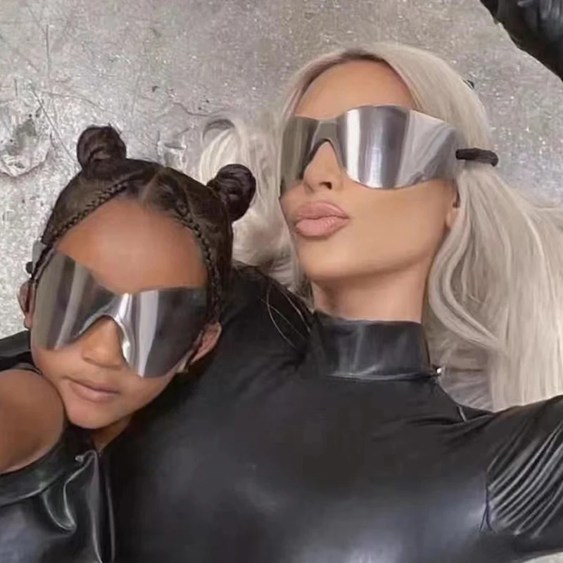 

Женские и мужские безободковые очки SHAUNA, большие спортивные солнцезащитные очки в стиле панк Y2K, с зеркальными линзами и дужками из веревки UV400