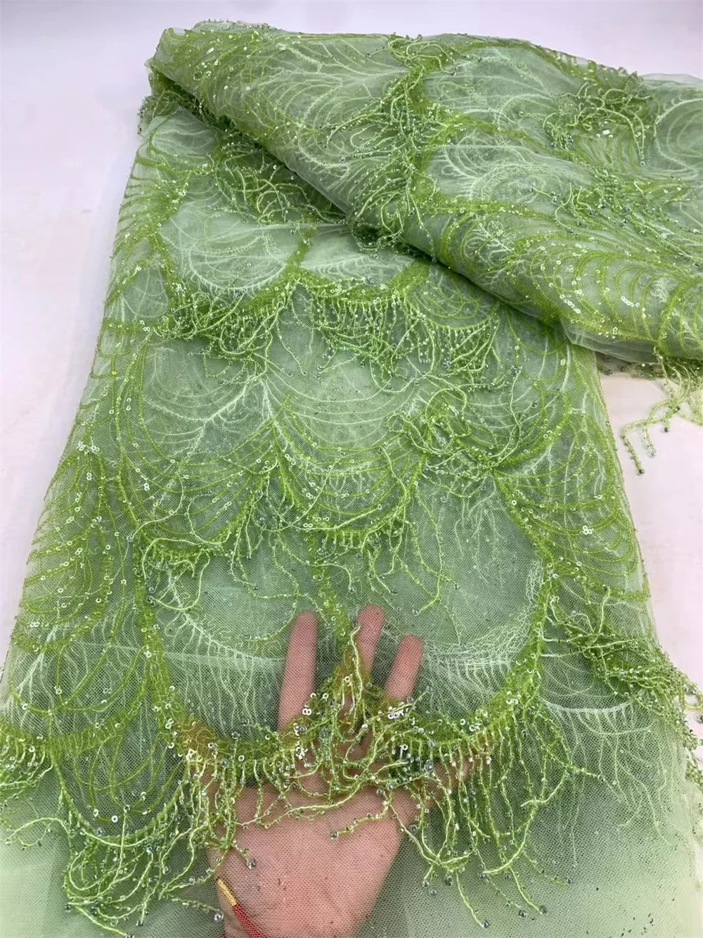Роскошная новейшая кружевная ткань с блестками 5 ярдов высокое качество 2025 г.