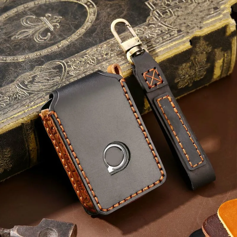 

Кожаный чехол для автомобильного ключа, защитный чехол для брелка, держатель для ключей, аксессуары для Volvo Xc60 S90 Xc90 Xc40, сумка для брелока с ди...