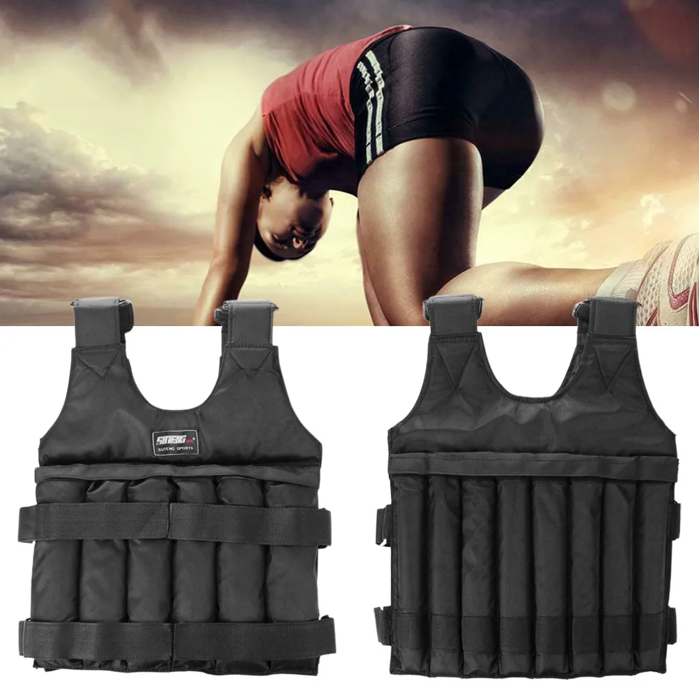 

20kg/50kg Loading Weighted Vest For Boxing Training Workout Fitness Equipment Adjustable Waistcoat Jacket Sand Clothing 2022 NEW