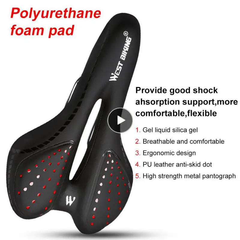

Bicycle Saddle Mountain Bike Seat Saddle Seat Hollow Car Seat Silicone Thickening Soft Comfortable Universal Accessories
