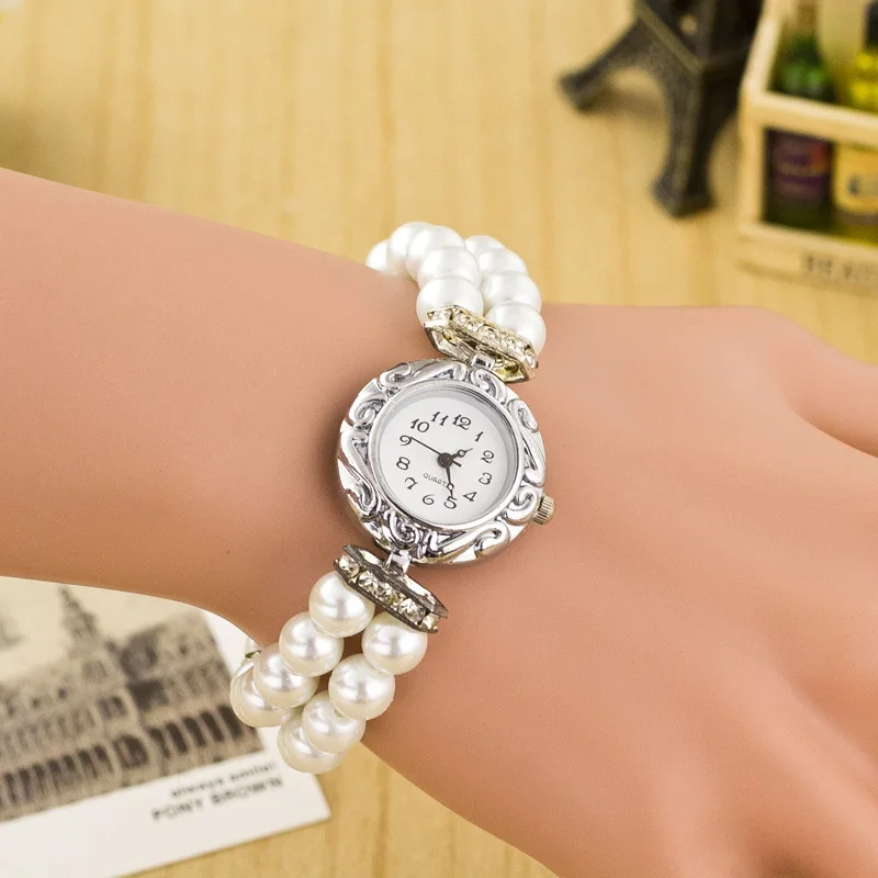 

Fashion Pearl Bracelet Watches for Women Elegant Wristwatches for Gilrls Studengts Casual Watches Relogio Feminino