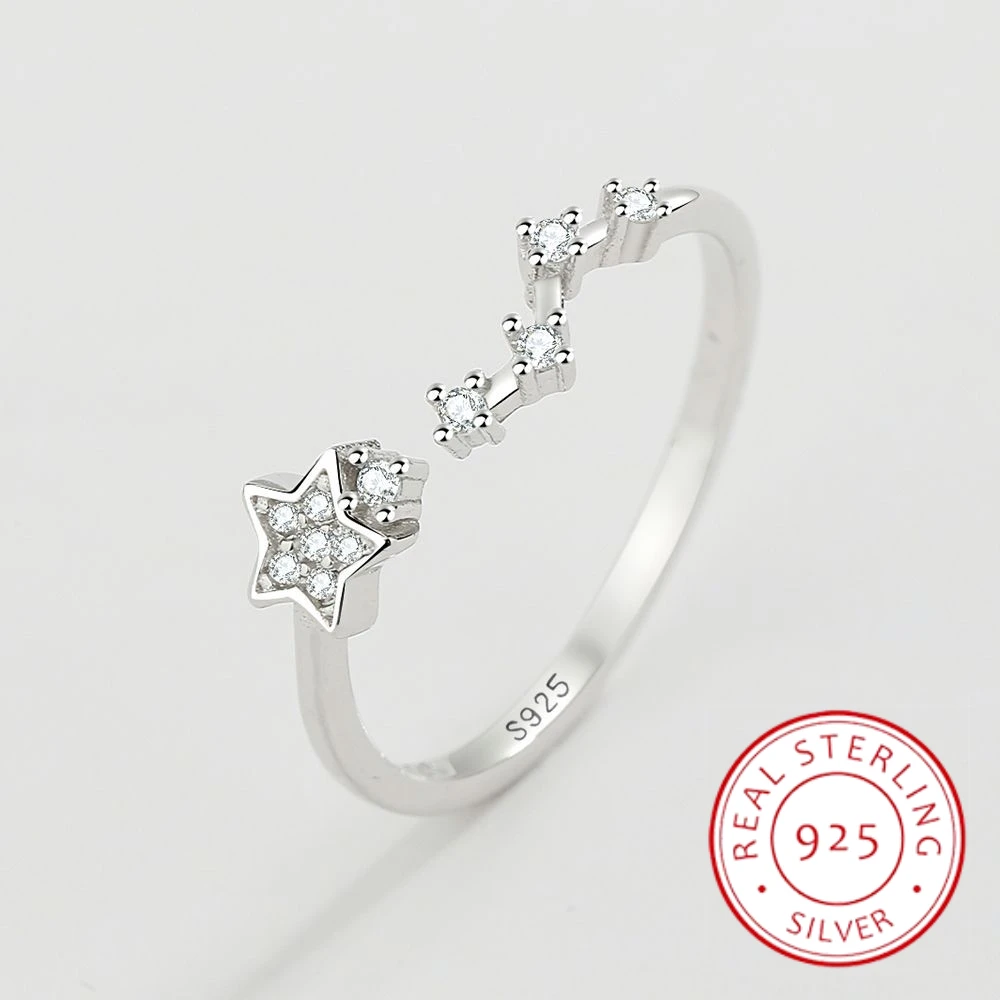 

New Classic Irregular Star Set Diamond Opening Ladies Ring S925 Original Authentic Sterling Silver Engagement Wedding Jewelry
