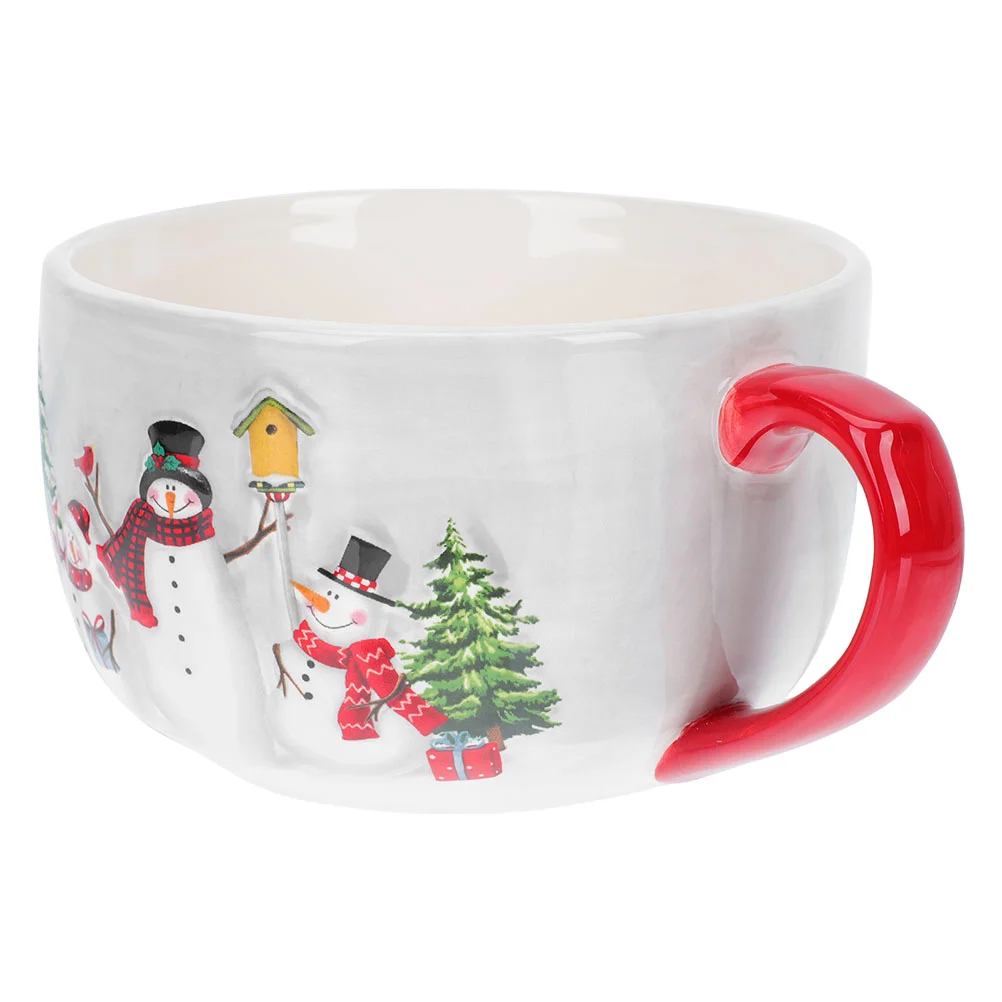 

Cup Christmas Mugs Mug Coffee Ceramic Cups Cereal Snowman Water Gift Holiday Breakfast Soup Hot Winter Cocoa Porcelain Cartoon