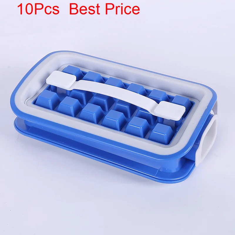 

10Pcs/lot 2 In 1 Portable Silicone Ice Ball Maker Foldable DIY Lattice Ice Hockey Kettle Cubic Container Ice Cube Tray Bar