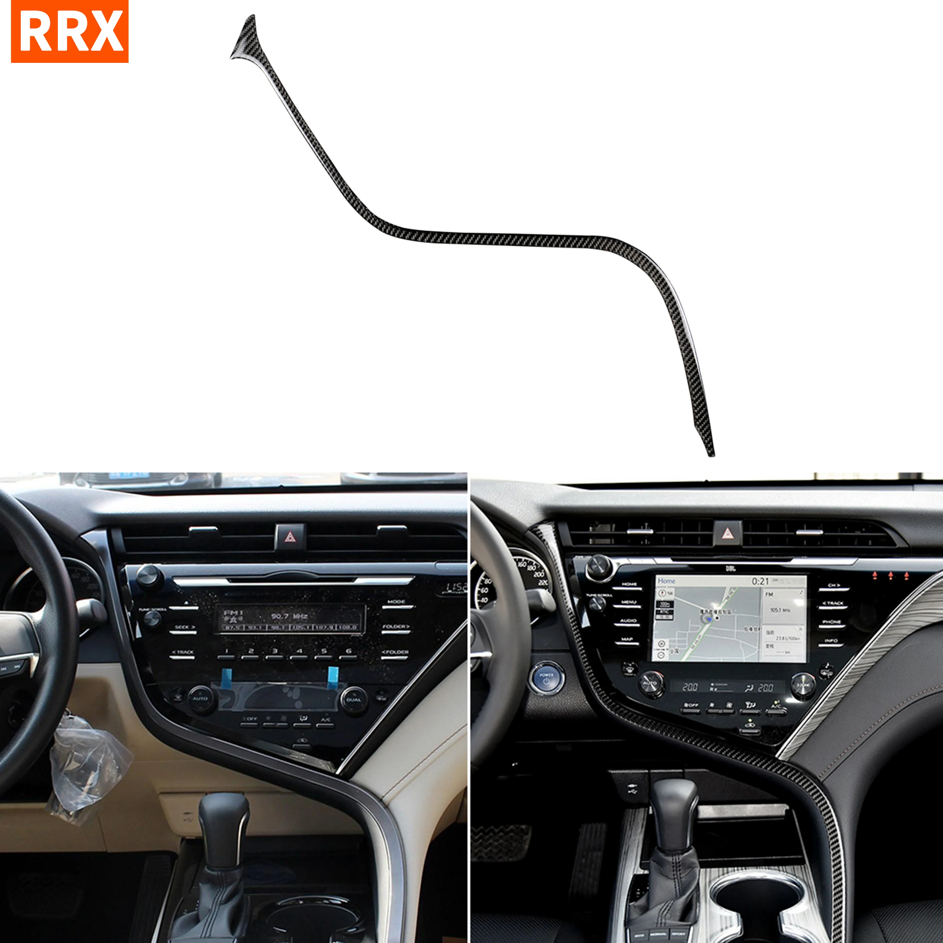 

For Toyota Camry XV70 8th LE XLE V6 GA-K 2018-up Accessories Central Control Panel Trim Strip Carbon Modified Interior Sticker