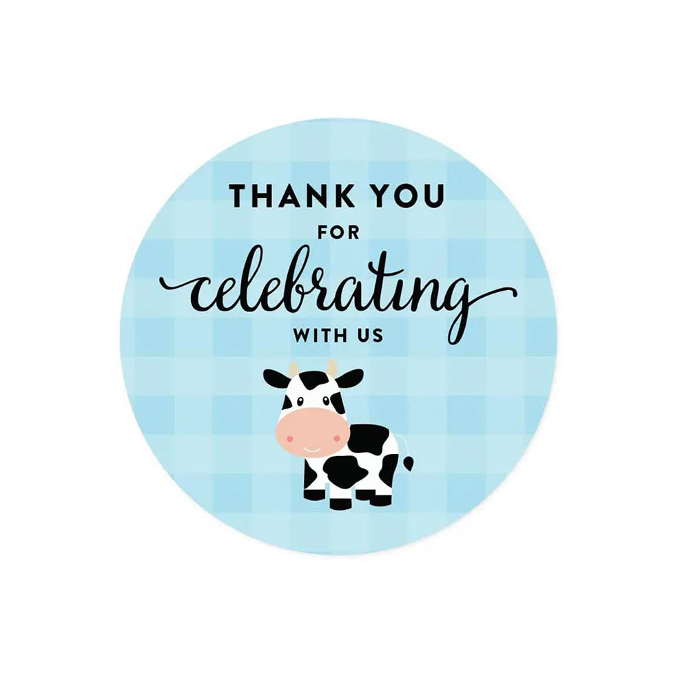 

Наклейки с круглыми бирками на день рождения, спасибо за то, что отметили нас, фермерские животные коровы, в качестве подарка и искусственных подарков