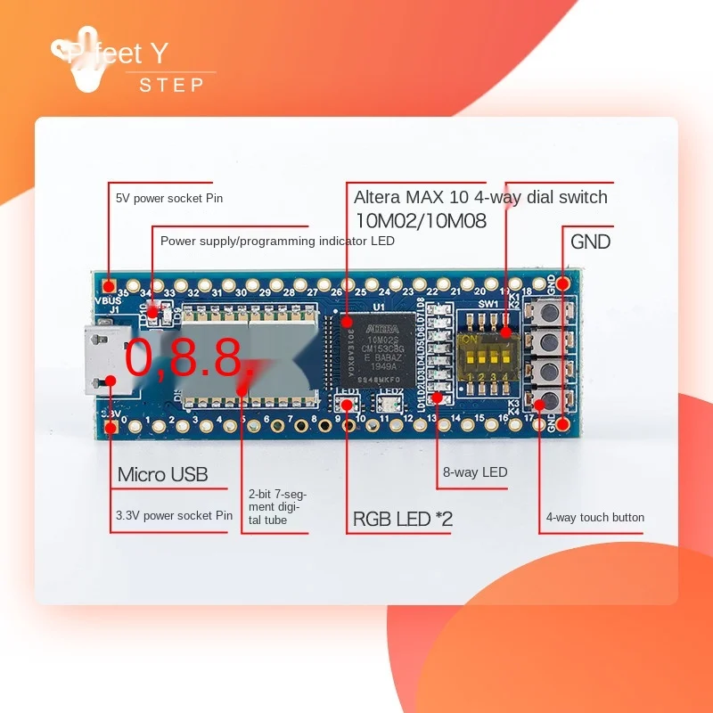 

Плата разработки Max10 Step FPGA интегрирована с Загрузчиком, рекомендуется обучение
