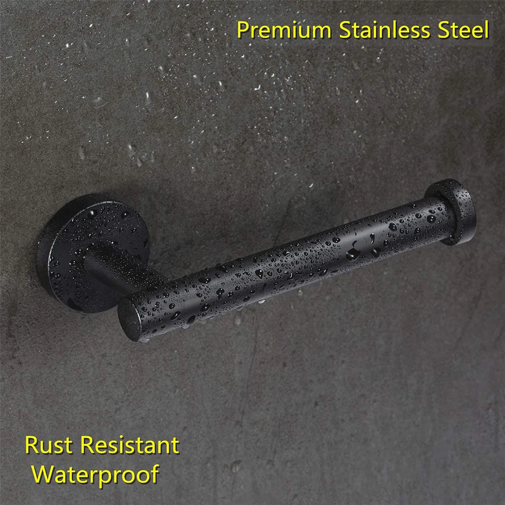 

Paper Holder Stainless Steel Portable Toilet Wall Mount Roll Racks Organizer Removable Stand Bathroom Hanging Black