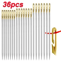 36pcs self threading needles household blind threading needles assorted hand stitching needles for apparel embroidery diy