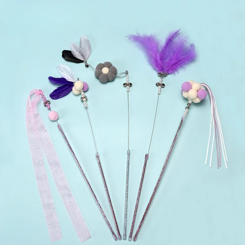 

Pet Supplies Cat toys Feather Band Bell Fairy wand Wire Cat-teasing stick cat-teasing toys enhance emotional communication