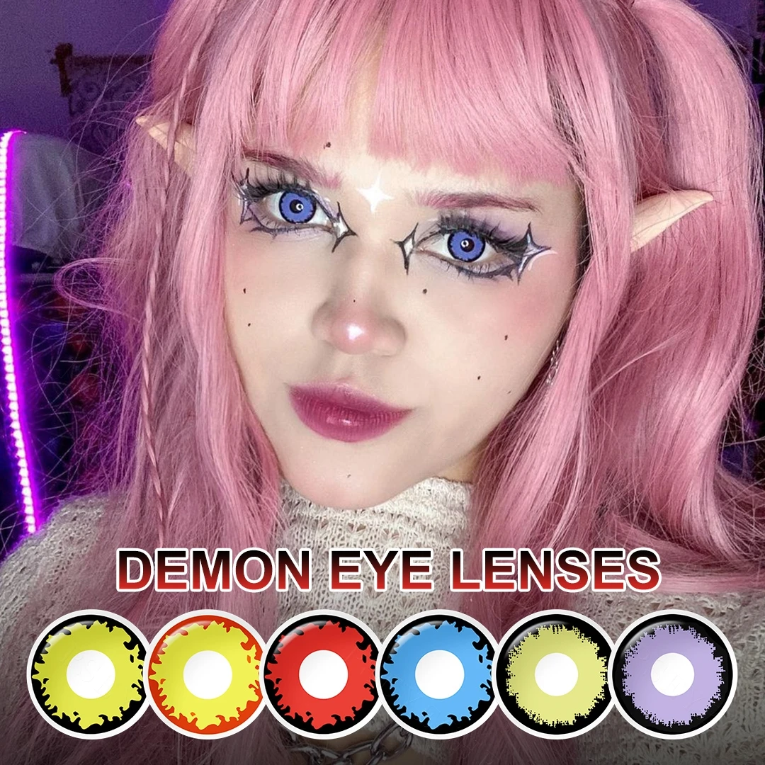 

Pseyeche Hallloween Color Contact Lenses Red Color Brown Fire Cosplay Color Contact Lenses Green Elf Contact Lenses for Eyes