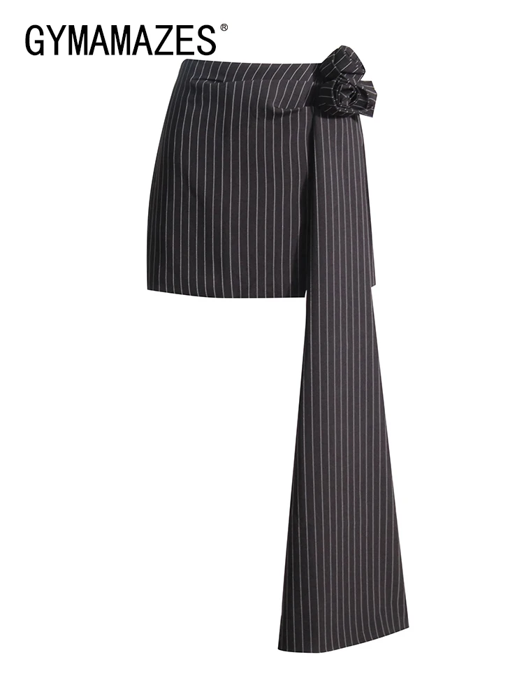 

Юбка женская в полоску с завышенной талией, на шнуровке