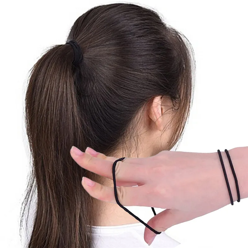 

40Pcs Black Elastic Rope Ring Hairband Women Girls Hair Band Headband Tie Ponytail Holder Hair Accessories