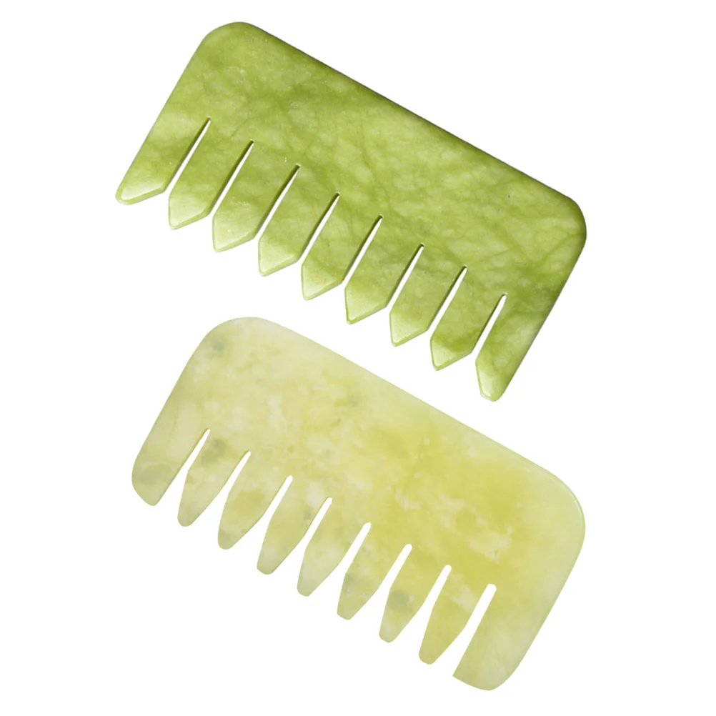 

2Pcs Jade Hair Combs Head Acupoint Combs Portable Combs Head Tools
