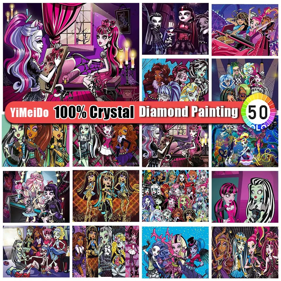 

YiMeiDo 100% алмазная живопись, мультяшная девушка, набор для вышивки крестиком, полная круглая Алмазная мозаика, картина, Декор для дома