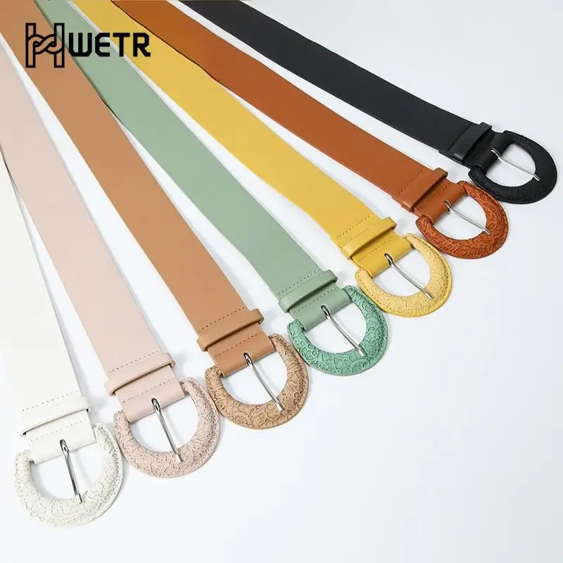 Women Classic Belt Fashion Vintage Court Belt Solid PU Leather Waistband Pin Buckles Strap Belts High Quality