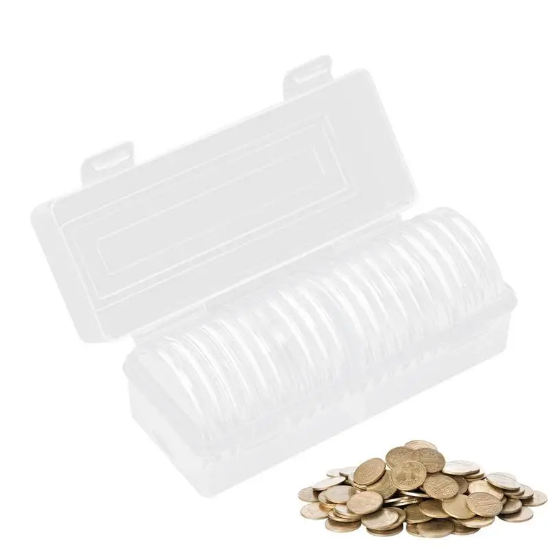 

20pcs Ancient Coins Coin Storage Box For 18/23/28/33/38 Mm Coins Coin Holder Capsules Clear Case Box Coins Storage Box Protector