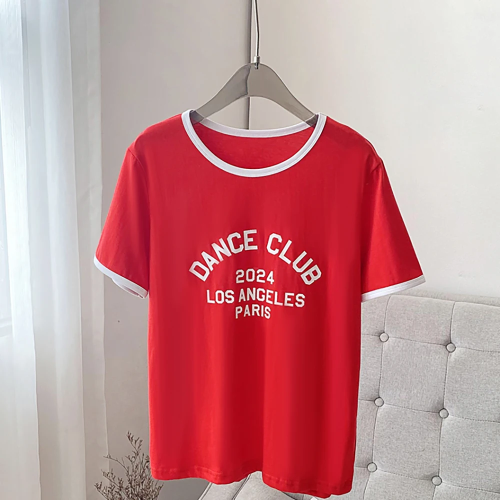 Ретро футболки с зеркальным лоскутным буквенным принтом Rowling женские летние