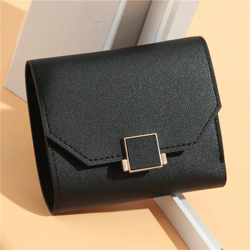 

Women Wallet Lady Purse Wallet Solid Color Three Folding Money Bag Women Coin Card Holder Female Hasp Mini Clutch Free Shipping