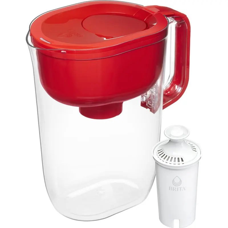 

Large 10 Cup Water Filter Pitcher with 1 Standard Filter, Made Without BPA, Huron, Red